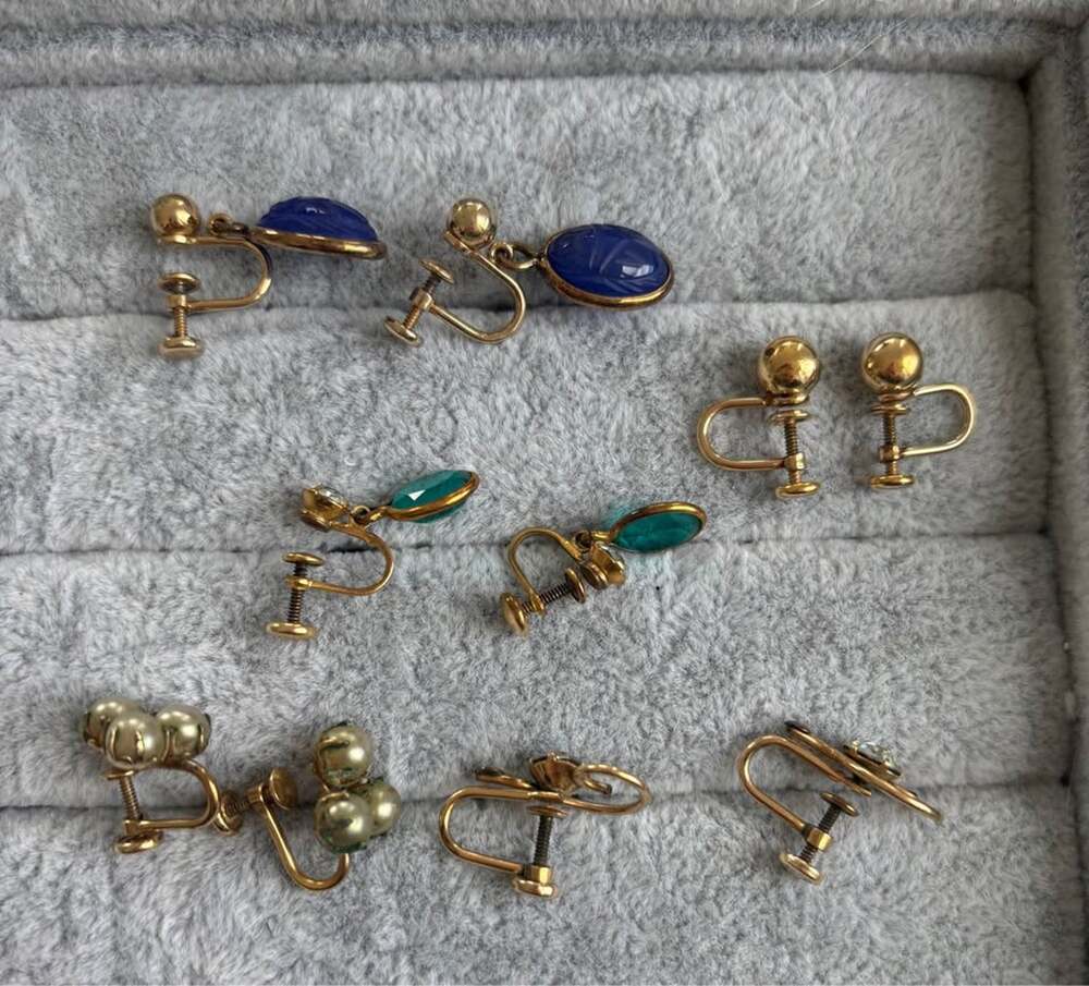 5 Pairs of VNTG Gold Filled (1/20 12k GF) Clip On Earrings - Van Dell, JMS, NC